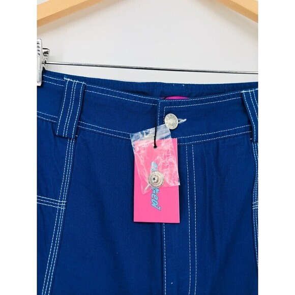 EDIKTED Royal Blue Cargo Pants 100% Cotton Baggy Lightweight Juniors Size L New‎ - Picture 11 of 16